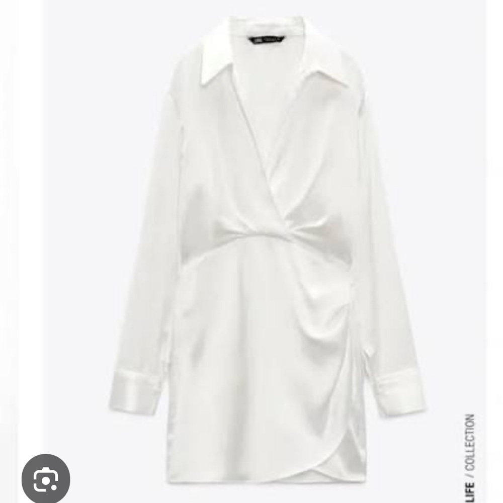 Zara  White Satin Dress